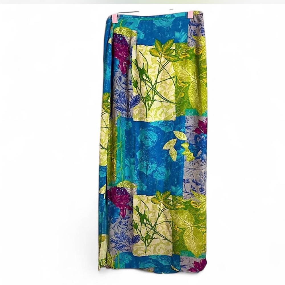 Vintage 1990s Colorful Patchwork Midi Skirt 4